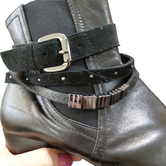 Regarde Le Ciel Black Leather Ankle boots Women's Black Booties Size 10 - Picture 9 of 12